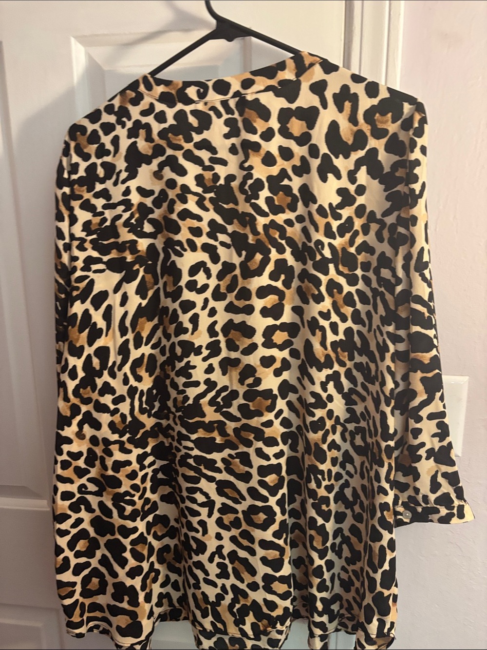 Rose & Olive Leopard Print V-Neck Blouse in Beige, Black and Brown - Picture 4 of 4